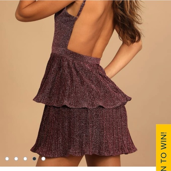 Lulus Black and Pink Metallic Pleated Mini Dress Size XL - Picture 7 of 11